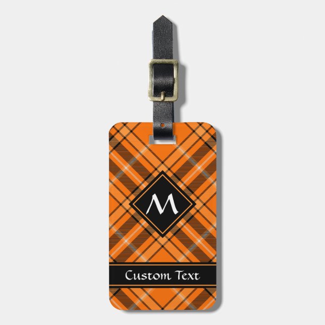 Etiqueta Para Maletas Naranja de Halloween Tartan (Frente Vertical)