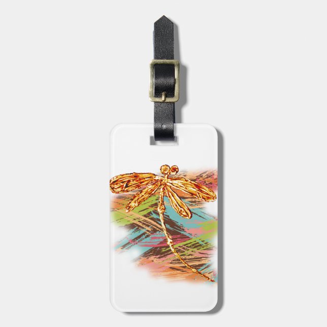 Etiqueta Para Maletas Naranja de la libélula (Frente Vertical)