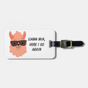 Etiqueta Para Maletas Naranja de Mia de la llama con las gafas de sol