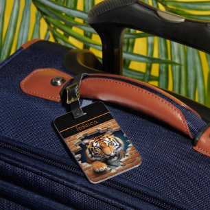 Etiqueta Para Maletas Naranja del tigre lindo