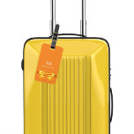 Etiqueta Para Maletas Naranja dorado proa monograma iniciales elegante<br><div class="desc">Un fondo naranja. Decorado con un falso arco dorado. Personalice y agregue sus letras de monograma y nombre completo en la parte delantera. Su información de contacto en la parte posterior.</div>