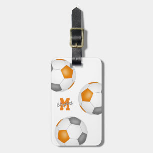 Etiqueta Para Maletas naranja gris bolsa de fútbol identificación chicas