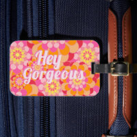 Naranja hippy retro flores rosadas Hola magnífico