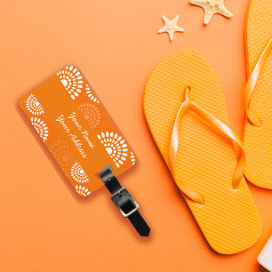 Etiqueta Para Maletas Naranja minimalista Daisy Modern Simplistic Floral