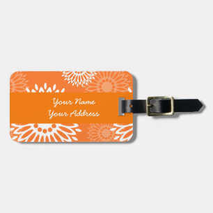 Etiqueta Para Maletas Naranja minimalista Mandala Patrón floral geométri