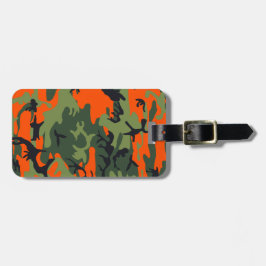 Etiqueta Para Maletas Naranja Monograma Caza Camuflaje Camo