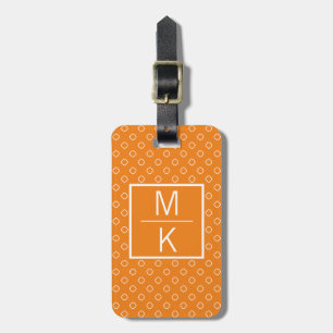 Etiqueta Para Maletas Naranja Monograma Polka Cuadrados Cuadrados Esplit
