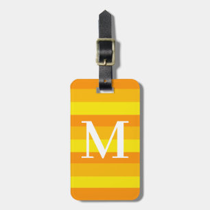 Etiqueta Para Maletas Naranja monograma trítono rayado