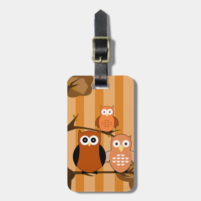Etiqueta Para Maletas Naranja Owls (Frente Vertical)