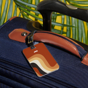 Etiqueta Para Maletas Naranja quemado Groovy Hippie Personalizado de Vin