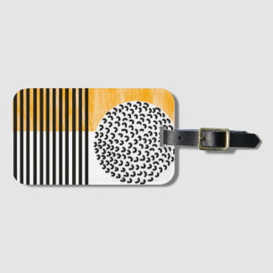 Etiqueta Para Maletas Naranja y negro Mid Century Arte moderno 