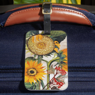 Etiqueta Para Maletas Naranja Yellow Seeding Sunflower Art