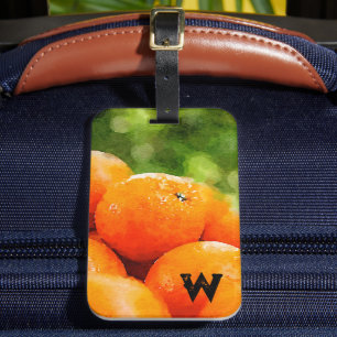 Etiqueta Para Maletas Naranjas de pintura acuarela