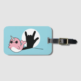 Etiqueta Para Maletas Narwhal rosado ASL te amo - Diseño de cultura sord