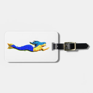 Etiqueta Para Maletas natación de sirena de cola azul