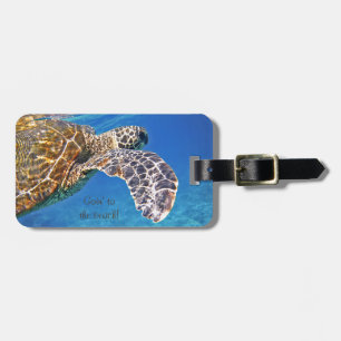 Etiqueta Para Maletas Natación hawaiana de la tortuga de mar
