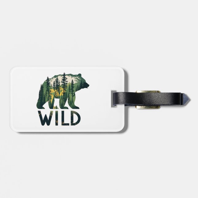 Etiqueta Para Maletas Naturaleza del oso salvaje al aire libre (Atrás Horizontal)