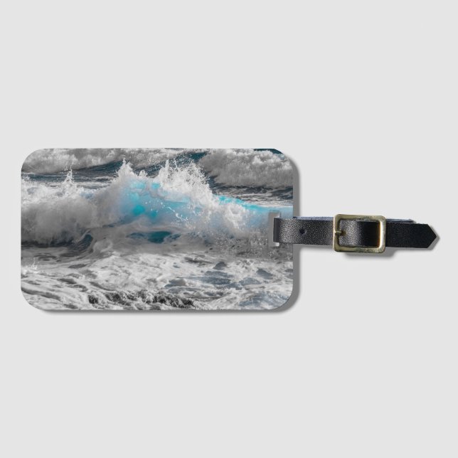 Etiqueta Para Maletas Naturaleza Escudo de la ola oceánica (Anverso horizontal)
