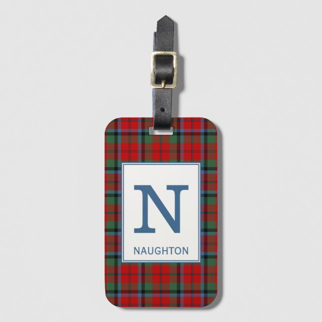 Etiqueta Para Maletas Naughton Tartan Red Plaid Pattern (Anverso vertical)