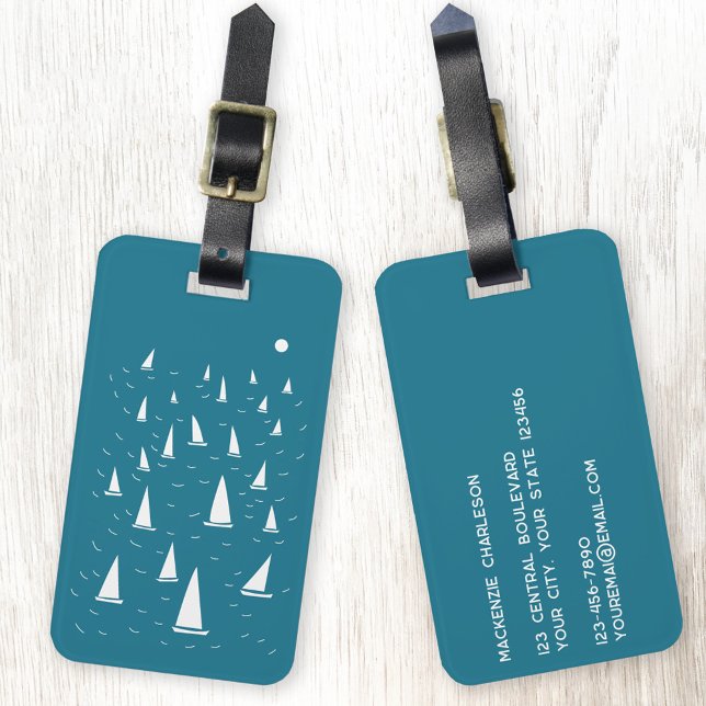Etiqueta Para Maletas Nautical (Sailing boat  personalized luggage tag)