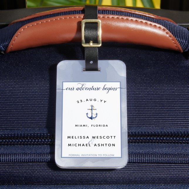 Etiqueta Para Maletas #Nautical Destination #Wedding Save the Date (Anverso In situ 2)