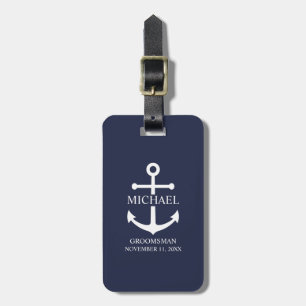 Etiqueta Para Maletas Nautical Navy Blue Anchor Personalizado Groomsmen