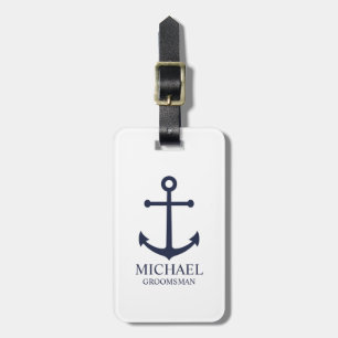 Etiqueta Para Maletas Nautical Navy Blue Anchor Personalizado Groomsmen
