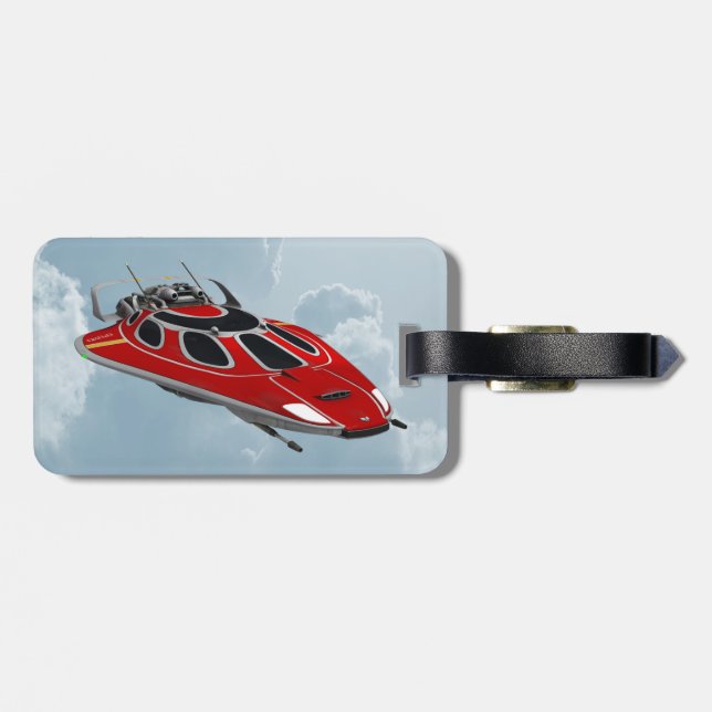 Etiqueta Para Maletas Nave Espacial Roja (Atrás Horizontal)