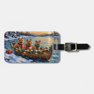 Etiqueta Para Maletas Navidad de Chow Chow en Barco Fiesta