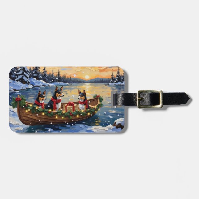 Etiqueta Para Maletas Navidad del barco de Basenji (Frente Horizontal)