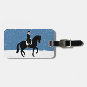 Etiqueta Para Maletas Navidad del caballo del Dressage Nevado