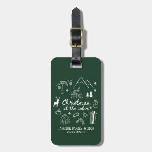 Etiqueta Para Maletas Navidad en el Grupo de la Cabaña Familiar