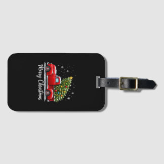 Etiqueta Para Maletas Navidad Feliz Navidad Camión Rojo Árbol Hombres Mu