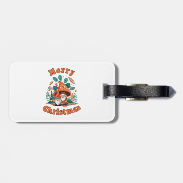 Etiqueta Para Maletas Navidad Gnome Retro (Atrás Horizontal)