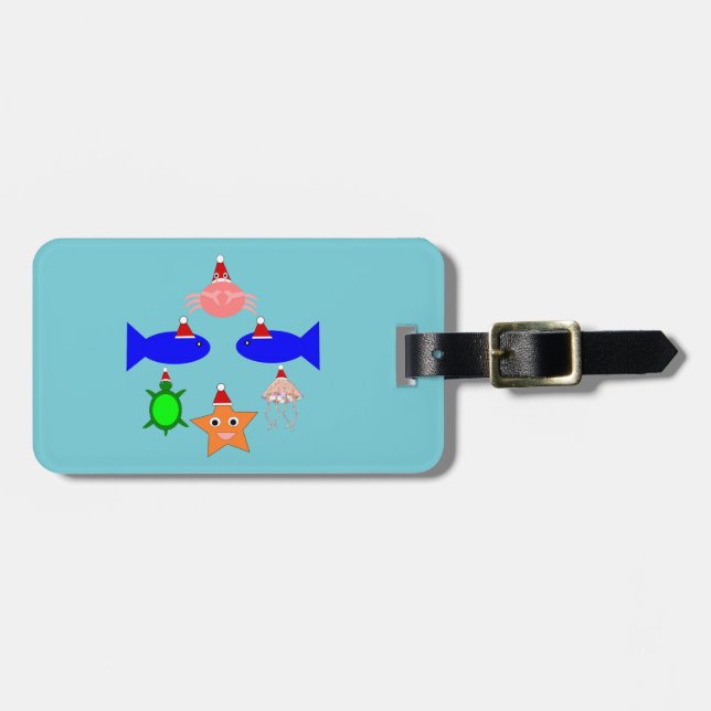 Etiqueta Para Maletas Navidades Criaturas marinas personalizadas (Frente Horizontal)
