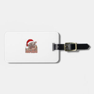 Etiqueta Para Maletas Navidades Cute Moo Deng Baby Hippo Encenden Santa 