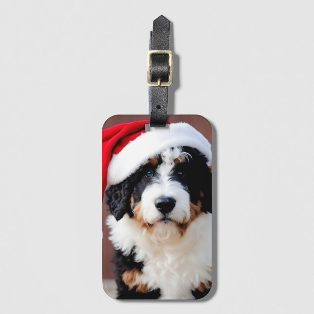 Etiqueta Para Maletas Navidades de Bernedoodle (Anverso vertical)