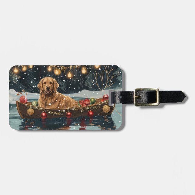 Etiqueta Para Maletas Navidades de Golden Retriever (Frente Horizontal)