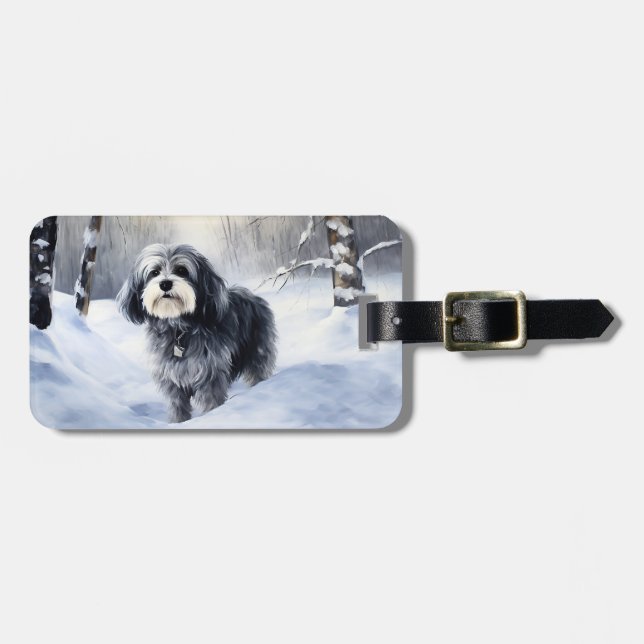 Etiqueta Para Maletas Navidades de Havanese Let It Snow (Frente Horizontal)
