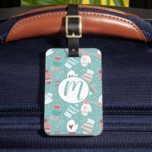 Etiqueta Para Maletas Navidades de invierno miden patrón en la menta