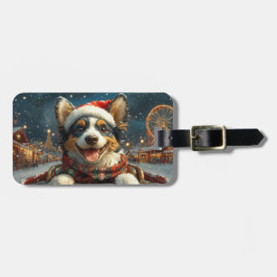 Etiqueta Para Maletas Navidades de la Pascua de Ruedas de Perro Azul Hee