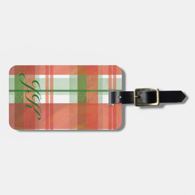 Etiqueta Para Maletas Navidades de Madras Plaid (Frente Horizontal)
