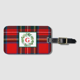 Etiqueta Para Maletas Navidades de Royal Stewart MONOGRAM Plaid Wreath