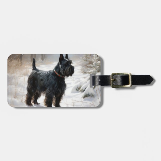 Etiqueta Para Maletas Navidades de Scottish Terrier Let It Snow (Frente Horizontal)