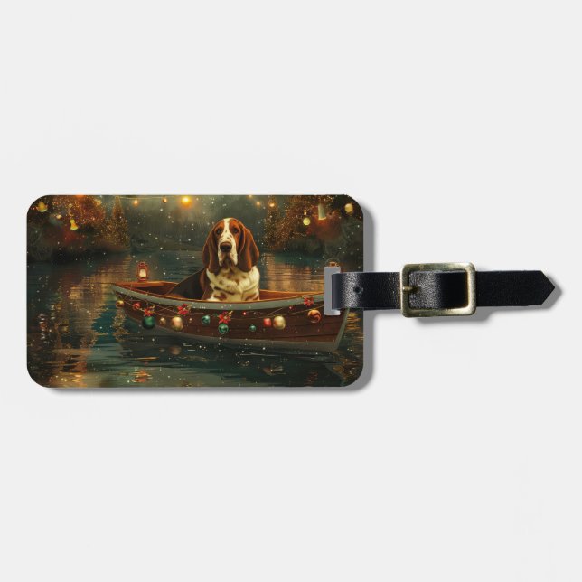 Etiqueta Para Maletas Navidades del Hound de Basset (Frente Horizontal)