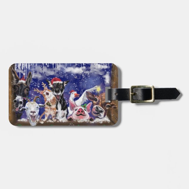 Etiqueta Para Maletas Navidades divertidos etiquetan equipaje Happy Farm (Frente Horizontal)