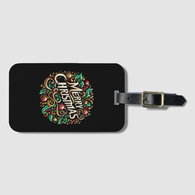 Etiqueta Para Maletas Navidades Feliz fiesta navideña (Anverso horizontal)