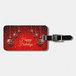 Etiqueta Para Maletas Navidades Fiesta Golden Red Winter Holidays Elegan