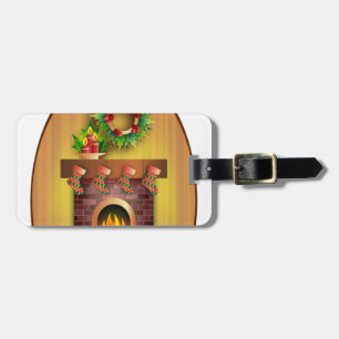 Etiqueta Para Maletas Navidades Temporadas Saludos Reservas Chimenea
