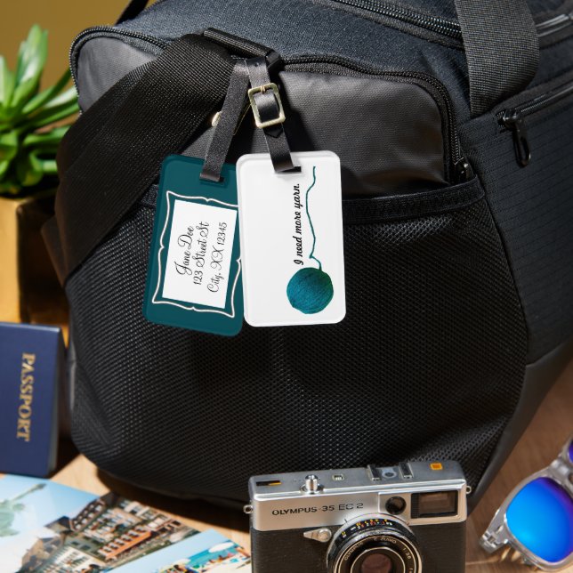 Etiqueta Para Maletas Necesito Más Yarn - Knit / Crochet Crafting (Anverso & Reverso)